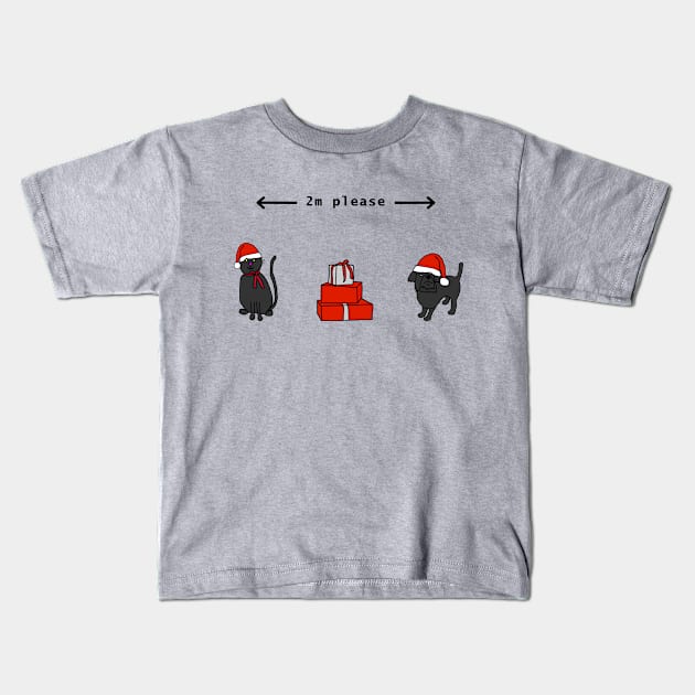 Social Distancing Cats and Dogs at Christmas Kids T-Shirt by ellenhenryart